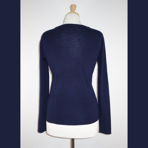 Filippa K Navy Blue 100% Merino Wool Sweater - Size 6 - Picture 5 of 14